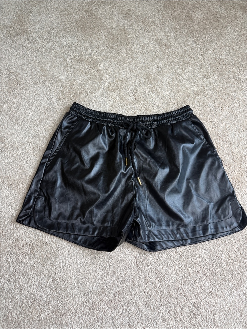 Faux Black Leather Shorts